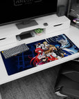High School DxD desk pad featuring Rias, Akeno, Issei, and more in a 36x16 inch moonlit academy scene, vibrant and dynamic.