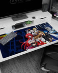 High School DxD desk pad 40x20 inches featuring Rias, Akeno, Koneko, Asia, Xenovia, Irina, and Issei with Boosted Gear.
