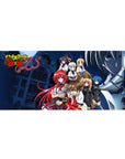High School DxD desk pad 36x16 inches featuring Rias, Akeno, Koneko, Asia, Xenovia, Irina, and Issei with Boosted Gear.