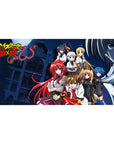 High School DxD desk pad 40x20 inches featuring Rias, Akeno, Koneko, Asia, Xenovia, Irina, and Issei with Boosted Gear.