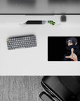 Dark, moody anime mouse pad 14x10 inches in deep blacks with crisp red Akatsuki accents and sharp eyes.