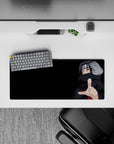Dark black and red anime mouse pad 28x12 inches, calm dangerous vibe with crisp Akatsuki accents.