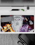 32x16 inches anime mouse pad in bold reds and grays with orange chakra and moody violet power.