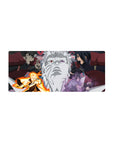 28x12 inches anime mouse pad with Naruto vs Sasuke art, Madara and Hashirama stone face backdrop.