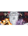 Naruto anime desk pad 36x16 inches with Madara, Hashirama, Naruto, and Sasuke showdown art.