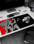 Anime mouse pad 40x20 inches featuring Persona 5's Joker and Morgana, with vibrant red, black, and grey design.