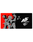 Anime mouse pad 32x16 inches featuring Persona 5's Joker and Morgana. Eye-catching red, black, grey design.