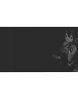 Anime girl desk pad 40x20 inches with horned character, glossy eyes, and dark gradient background.