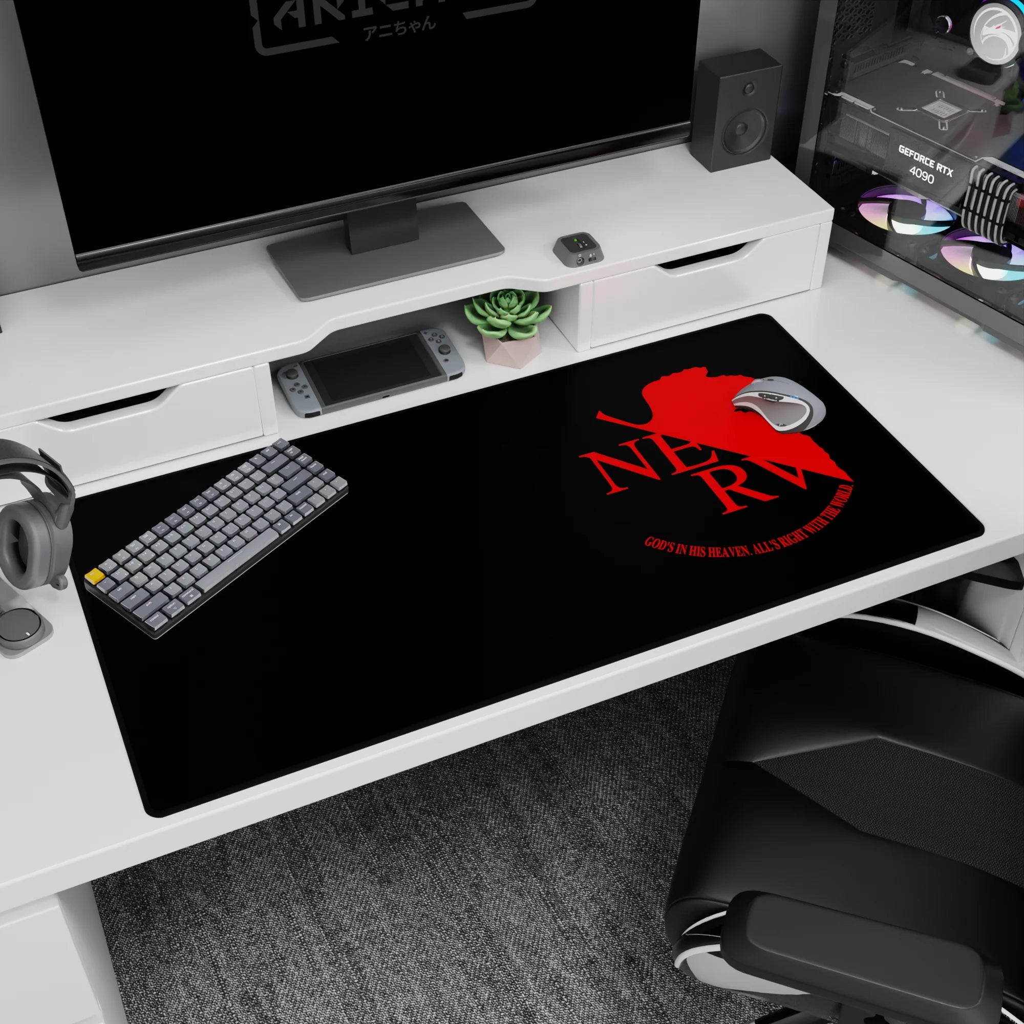 Evangelion - Anime Mouse Pad and Desk Pad - Crimson NERV Whisper