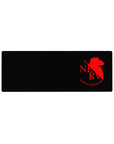 Evangelion mouse pad 32x12 inches featuring NERV logo in red on black with the phrase “God’s in His Heaven, All’s Right with the World.”