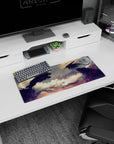 Berserk mouse pad, 28x12 inches, showcasing Guts in his Berserker Armor and the Beast of Darkness, ideal for transforming your workspace with raw emotion and power.