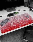 Large 40x20 inches mouse pad featuring a 3D geometric pattern with soft pink and red gradient, creating a modern, textured, and visually striking effect.