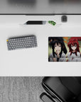 Rias and Akeno from High School DxD on a 14x10 inch mouse pad, one playful, one serious, capturing contrasting moods.