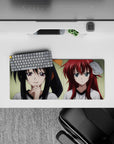 Mouse pad 28x12 inches featuring Rias and Akeno from High School DxD in gym tees, capturing playful and serious moods.