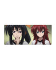 Mouse pad 28x12 inches featuring Rias and Akeno from High School DxD in gym tees, capturing playful and serious moods.