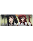 Mouse pad featuring Rias and Akeno from High School DxD in gym tees, contrasting moods; size 32x12 inches.