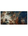 Galaxy nebula desk mouse pad 32x16 inches with swirling gradients and tiny star specks.