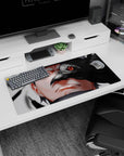 32x16 inches Naruto mouse pad featuring Sasuke’s intense stare as a crow cuts across his face.