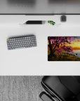 14x10 inches mouse pad with sunset glow, cherry blossoms, and serene waters for a calm, reflective workspace vibe.