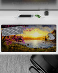 32x16 inches mouse pad with sunset glow, blending cherry blossoms and serene waters for a peaceful workspace effect.