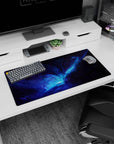 Space portal core scene mouse pad, 32x16 inches, inky galaxy swirl with stardust nebula.