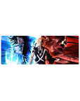Mouse pad 32x12 inches featuring Ichigo from Bleach, displaying his icy calm and demonic rage in a vivid split design.