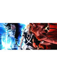 Ichigo anime desk pad 36x16 inches, showcasing his three sides from Bleach: calm, rage, and power with flames and energy.