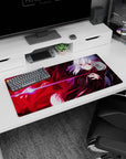 32x16 inches anime girl mouse pad featuring lounging silver-haired girl firing a glowing orb beam.