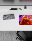 14x10 inches classic anime mouse pad in blazing orange and neon purple, bold yet soothing desk vibe.
