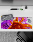 32x12 inches anime mouse pad in bright orange and neon purple, warm sparks for a bold yet calming vibe.