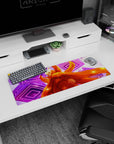 32x12 inches Naruto Shippuden mouse pad featuring Naruto Uzumaki in Kurama mode with glowing chakra aura.