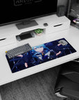 32x12 inches anime girl mouse pad showing a blue-haired girl reaching toward you over a space-themed background.