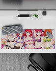 32x12 inches anime girl mouse pad in bright violet, cherry-red, and orange hair with playful summer vibes.