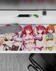 36x16 inches pastel sky mouse pad with violet, cherry-red, and orange hair in a flirty summer mood.