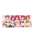 28x12 inches anime girl mouse pad with five lingerie-clad beauties under pastel clouds, vivid print.