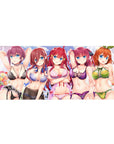 36x16 inches anime girl desk pad with five lingerie-clad beauties under soft clouds and sparkling light.