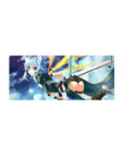 Anime mouse pad 28x12 inches featuring Sinon from Sword Art Online, with teal outfit and cat ears against a starry sky.
