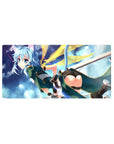 Anime mouse pad 32x16 inches featuring Sinon from Sword Art Online, in a teal outfit with cat ears against a starry sky.