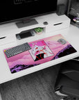 Anime mouse pad featuring EVA Unit-01 in vivid pinks and neons, 32x16 inches, adds edgy and vibrant flair to your desk.