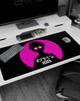 40x20 inches anime desk pad featuring a spiky-haired shadow figure with glowing eyes and bold Japanese lettering.
