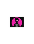 Classic anime mouse pad 14x10 inches with neon pink circle, black silhouette, white lightning eyes, Japanese text.