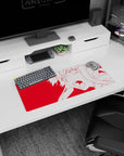 28x12 inches Sword Art Online mouse pad showing Asuna shouting in action pose, hair whipping on red.