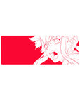 32x12 inches anime girl mouse pad with Asuna line art on red backdrop, bold eyes and flying hair.