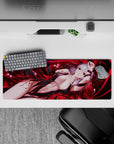 Intense 32x12 mouse pad features Sakura's dark elegance with intricate transformation details for fans