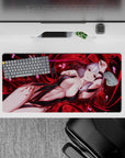 Bold 32x16 mouse pad combines Sakura's beauty with sleek red and black design for impactful visuals