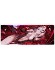 Compact Matou Sakura mouse pad 32x12 with red and black theme for stylish and sleek desk decor
