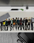 Attack on Titan desk pad 40x20 inches featuring Mikasa, Levi, Sasha in casual wear, perfect for anime fans.
