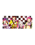 No Game No Life anime mouse pad 28x12 inches with checkerboard background and playing card crew art.