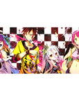 No Game No Life anime desk pad 40x20 inches with checkerboard and playing card crew artwork.