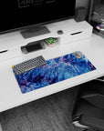 My Hero Academia mouse pad, 28x12 inches, with topographic-inspired design, deep blues, purple, and pink for a nature-filled, peaceful workspace.